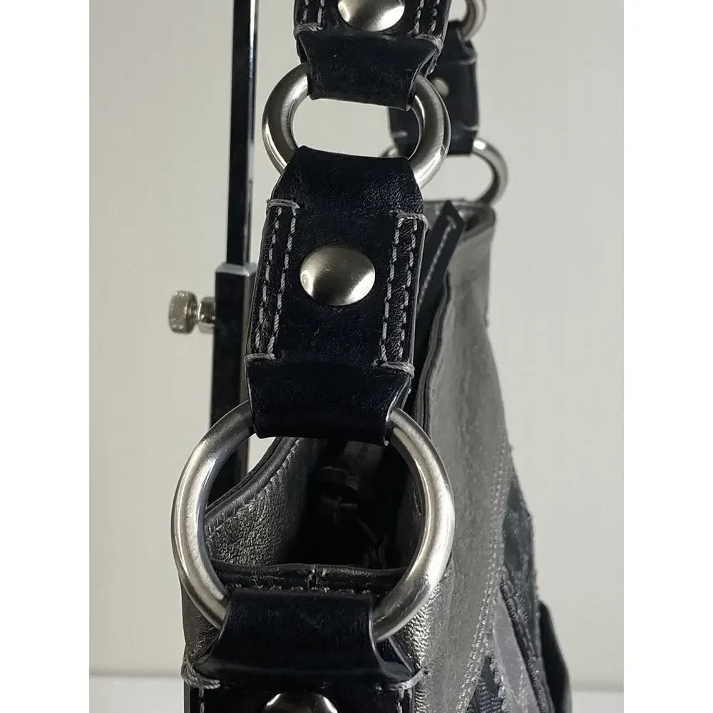 Coach Zoe Patchwork Silver Animal Print Black Gray Purse Suede Model f0873-12901 - Picture 10 of 16